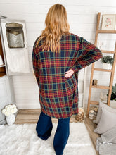 Load image into Gallery viewer, Maroon and Navy Plaid Lightweight Cardigan
