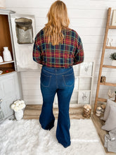 Load image into Gallery viewer, Dark Wash Flare Non-Distressed High Rise Jeans
