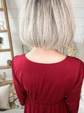 Load image into Gallery viewer, Dark Red Button Down Long Sleeve Dress
