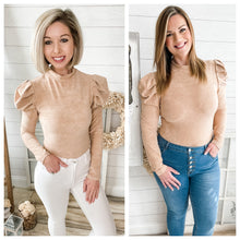 Load image into Gallery viewer, Puff Sleeve Suede Feeling Bodysuit
