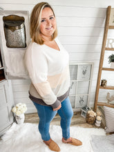 Load image into Gallery viewer, Colorblock V Neck Sweater
