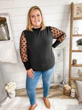 Load image into Gallery viewer, Polka Dot Mesh Sleeve Top
