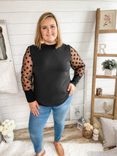 Load image into Gallery viewer, Polka Dot Mesh Sleeve Top
