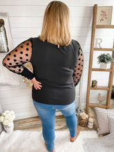 Load image into Gallery viewer, Polka Dot Mesh Sleeve Top
