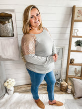 Load image into Gallery viewer, Gold Sequin Shoulder Long Sleeve Top

