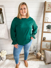 Load image into Gallery viewer, Hunter Green Bubble Sleeve Top

