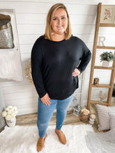 Load image into Gallery viewer, Black Long Sleeve Cut Out Back Top
