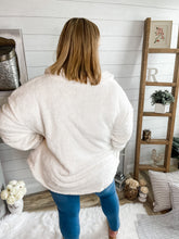 Load image into Gallery viewer, Plus Size Red and Black Plaid White Button Down Sherpa Jacket
