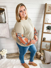 Load image into Gallery viewer, Sage and Paisley Bubble Sleeve Waffle Knit Lightweight Sweater
