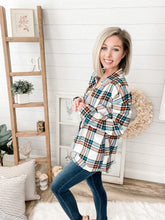 Load image into Gallery viewer, Blue and Copper Plaid Shacket
