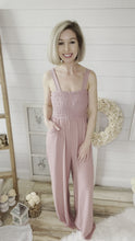 Load and play video in Gallery viewer, Dusty Pink Smocked Jumpsuit
