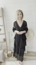 Load and play video in Gallery viewer, Black Lace Layered Maxi Dress
