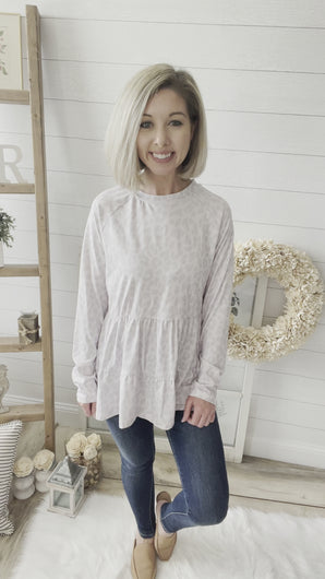 Faded Leopard Print Babydoll Top