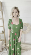 Load and play video in Gallery viewer, Green Floral Maxi Dress
