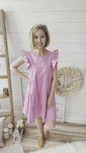 Load and play video in Gallery viewer, Cotton Candy Pink Ruffled Sleeve Babydoll Tiered Dress
