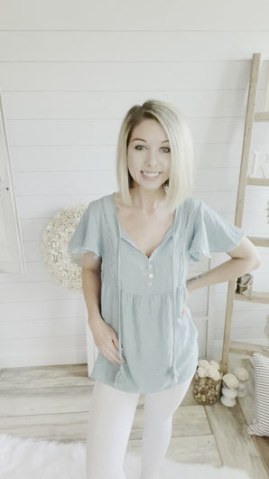 Round Neck Front Tassel Tie Top