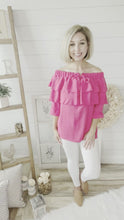 Load and play video in Gallery viewer, Ruffled Tiered Off Shoulder Top
