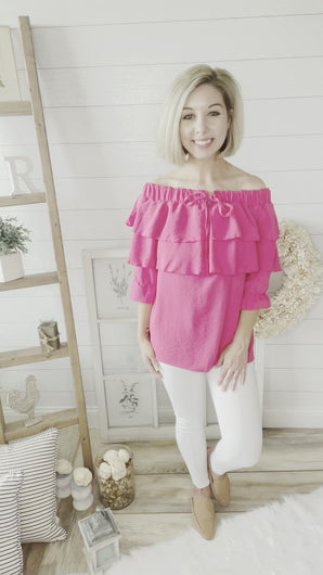 Ruffled Tiered Off Shoulder Top