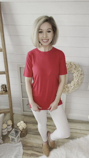 Red Short Sleeve Top