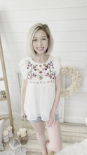 Load and play video in Gallery viewer, Floral Embroidered Swiss Dot Top
