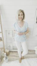 Load and play video in Gallery viewer, Blue Ruffled Sleeve Knit Top

