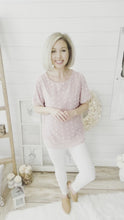 Load and play video in Gallery viewer, Dusty Pink Swiss Dot Crew Neck Top
